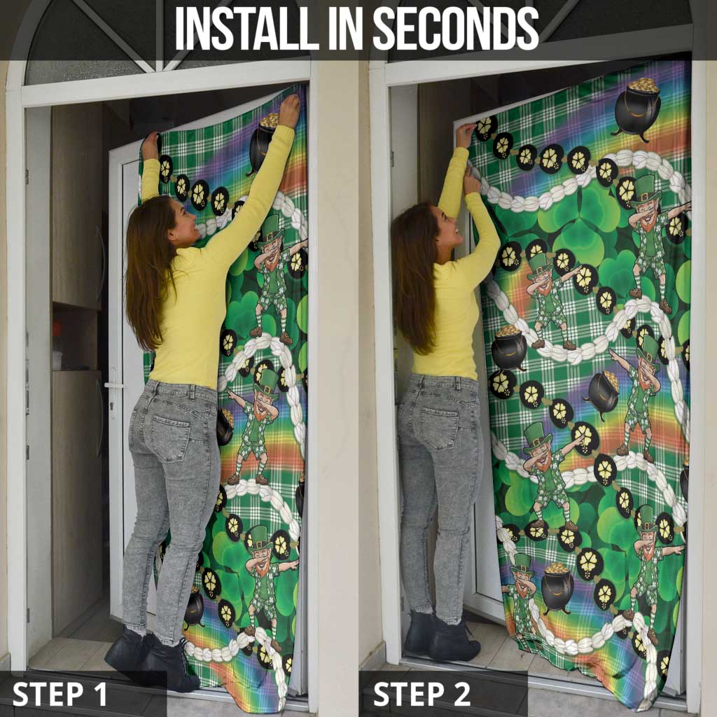 St Patrick's Day Palaka Hawaii Door Cover Kukui Nut Pikake Lei Shamrock Dabbing Leprechaun LT14 - Polynesian Pride