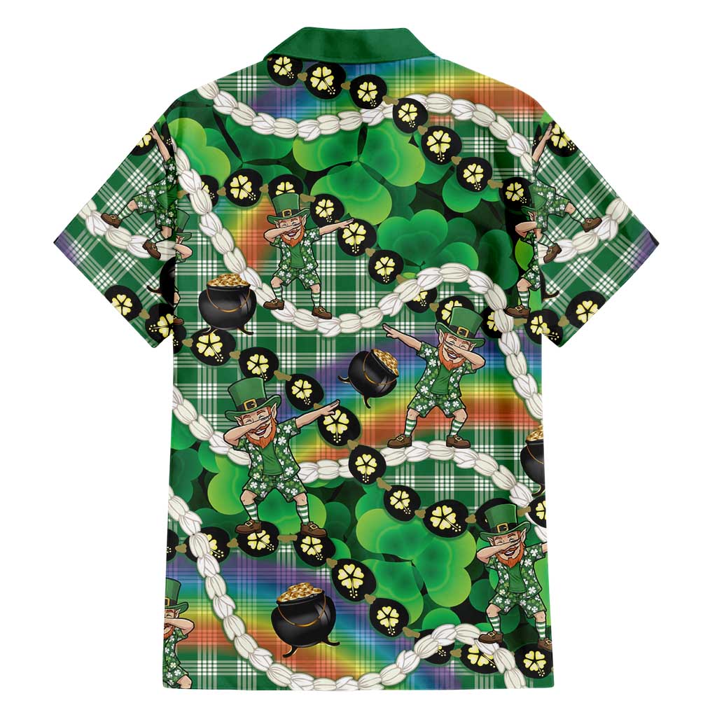 St Patrick's Day Palaka Hawaii Family Matching Tank Maxi Dress and Hawaiian Shirt Kukui Nut Pikake Lei Shamrock Dabbing Leprechaun