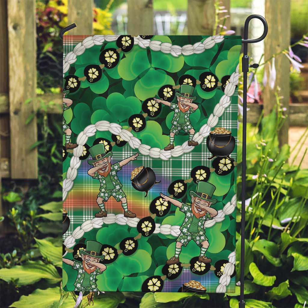 St Patrick's Day Palaka Hawaii Garden Flag Kukui Nut Pikake Lei Shamrock Dabbing Leprechaun