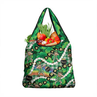 St Patrick's Day Palaka Hawaii Grocery Bag Kukui Nut Pikake Lei Shamrock Dabbing Leprechaun LT14 1-pack One Size Green - Polynesian Pride