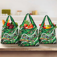 St Patrick's Day Palaka Hawaii Grocery Bag Kukui Nut Pikake Lei Shamrock Dabbing Leprechaun LT14 3-pack One Size Green - Polynesian Pride