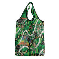 St Patrick's Day Palaka Hawaii Grocery Bag Kukui Nut Pikake Lei Shamrock Dabbing Leprechaun LT14 - Polynesian Pride