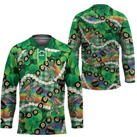 St Patrick's Day Palaka Hawaii Hockey Jersey Kukui Nut Pikake Lei Shamrock Dabbing Leprechaun LT14 - Polynesian Pride