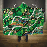 St Patrick's Day Palaka Hawaii Hooded Blanket Kukui Nut Pikake Lei Shamrock Dabbing Leprechaun