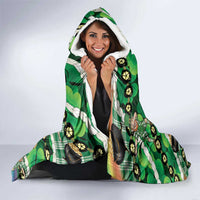 St Patrick's Day Palaka Hawaii Hooded Blanket Kukui Nut Pikake Lei Shamrock Dabbing Leprechaun