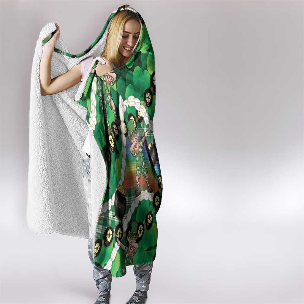 St Patrick's Day Palaka Hawaii Hooded Blanket Kukui Nut Pikake Lei Shamrock Dabbing Leprechaun