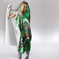 St Patrick's Day Palaka Hawaii Hooded Blanket Kukui Nut Pikake Lei Shamrock Dabbing Leprechaun