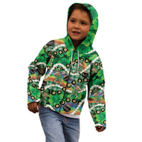 St Patrick's Day Palaka Hawaii Kid Hoodie Kukui Nut Pikake Lei Shamrock Dabbing Leprechaun LT14 - Polynesian Pride