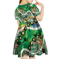 St Patrick's Day Palaka Hawaii Kid Short Sleeve Dress Kukui Nut Pikake Lei Shamrock Dabbing Leprechaun LT14 - Polynesian Pride