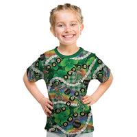 St Patrick's Day Palaka Hawaii Kid T Shirt Kukui Nut Pikake Lei Shamrock Dabbing Leprechaun LT14 Green - Polynesian Pride