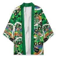 St Patrick's Day Palaka Hawaii Kimono Kukui Nut Pikake Lei Shamrock Dabbing Leprechaun