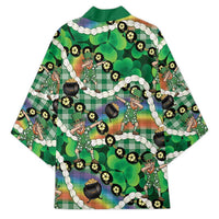 St Patrick's Day Palaka Hawaii Kimono Kukui Nut Pikake Lei Shamrock Dabbing Leprechaun