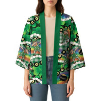 St Patrick's Day Palaka Hawaii Kimono Kukui Nut Pikake Lei Shamrock Dabbing Leprechaun