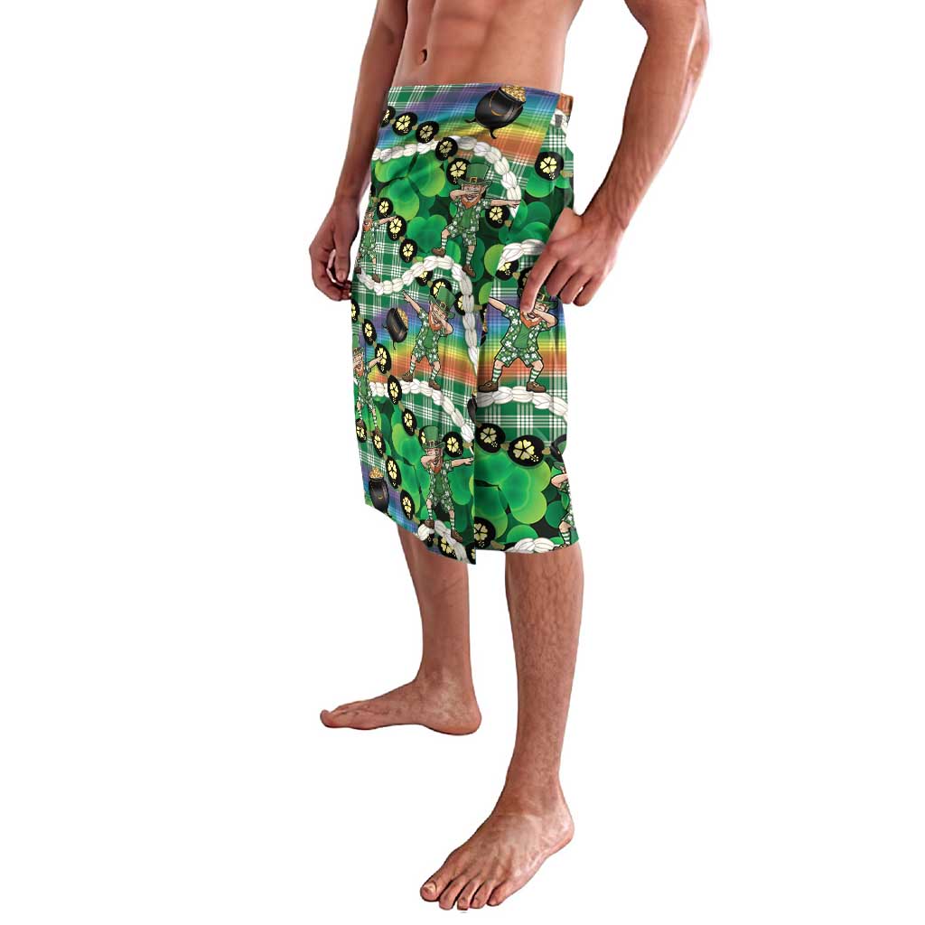 St Patrick's Day Palaka Hawaii Lavalava Kukui Nut Pikake Lei Shamrock Dabbing Leprechaun