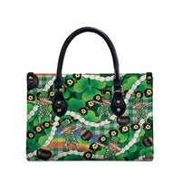 St Patrick's Day Palaka Hawaii Leather Bag Kukui Nut Pikake Lei Shamrock Dabbing Leprechaun LT14 - Polynesian Pride