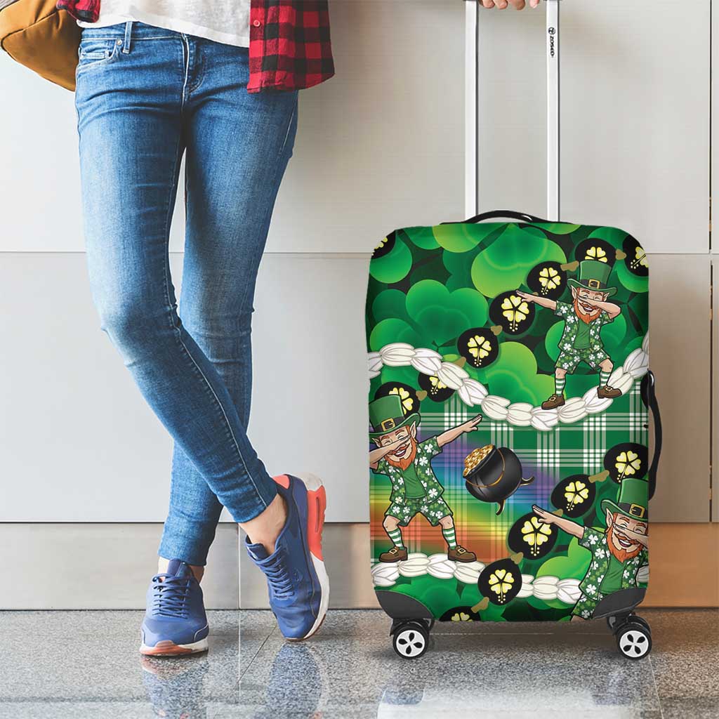 St Patrick's Day Palaka Hawaii Luggage Cover Kukui Nut Pikake Lei Shamrock Dabbing Leprechaun LT14 - Polynesian Pride