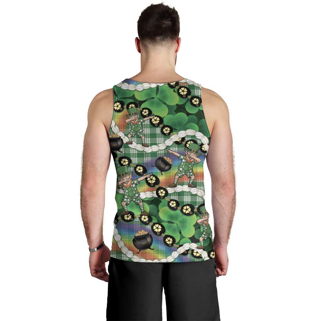 St Patrick's Day Palaka Hawaii Men Tank Top Kukui Nut Pikake Lei Shamrock Dabbing Leprechaun LT14 - Polynesian Pride