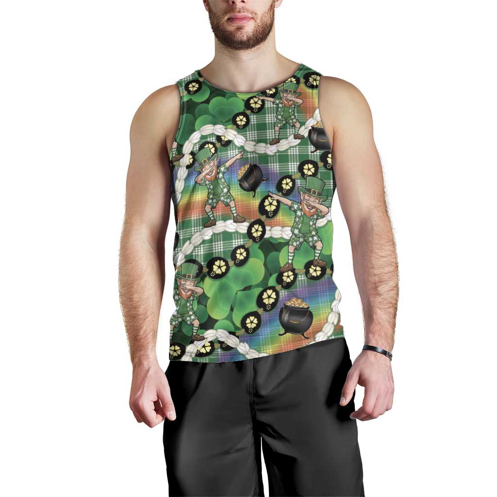 St Patrick's Day Palaka Hawaii Men Tank Top Kukui Nut Pikake Lei Shamrock Dabbing Leprechaun LT14 - Polynesian Pride