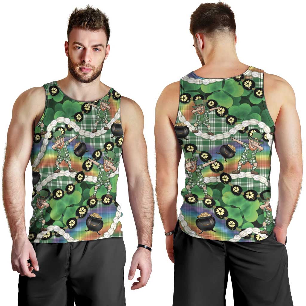 St Patrick's Day Palaka Hawaii Men Tank Top Kukui Nut Pikake Lei Shamrock Dabbing Leprechaun LT14 - Polynesian Pride