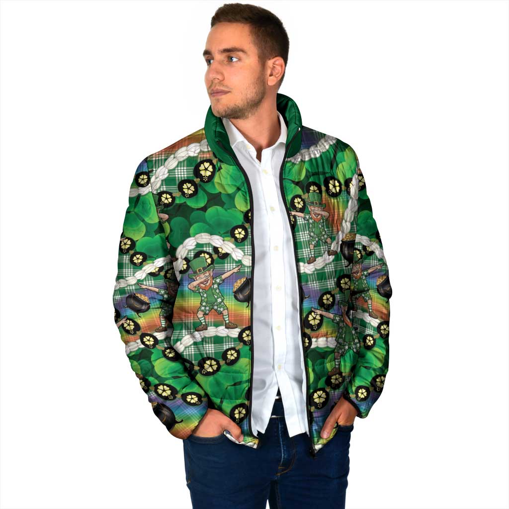 St Patrick's Day Palaka Hawaii Padded Jacket Kukui Nut Pikake Lei Shamrock Dabbing Leprechaun LT14 - Polynesian Pride