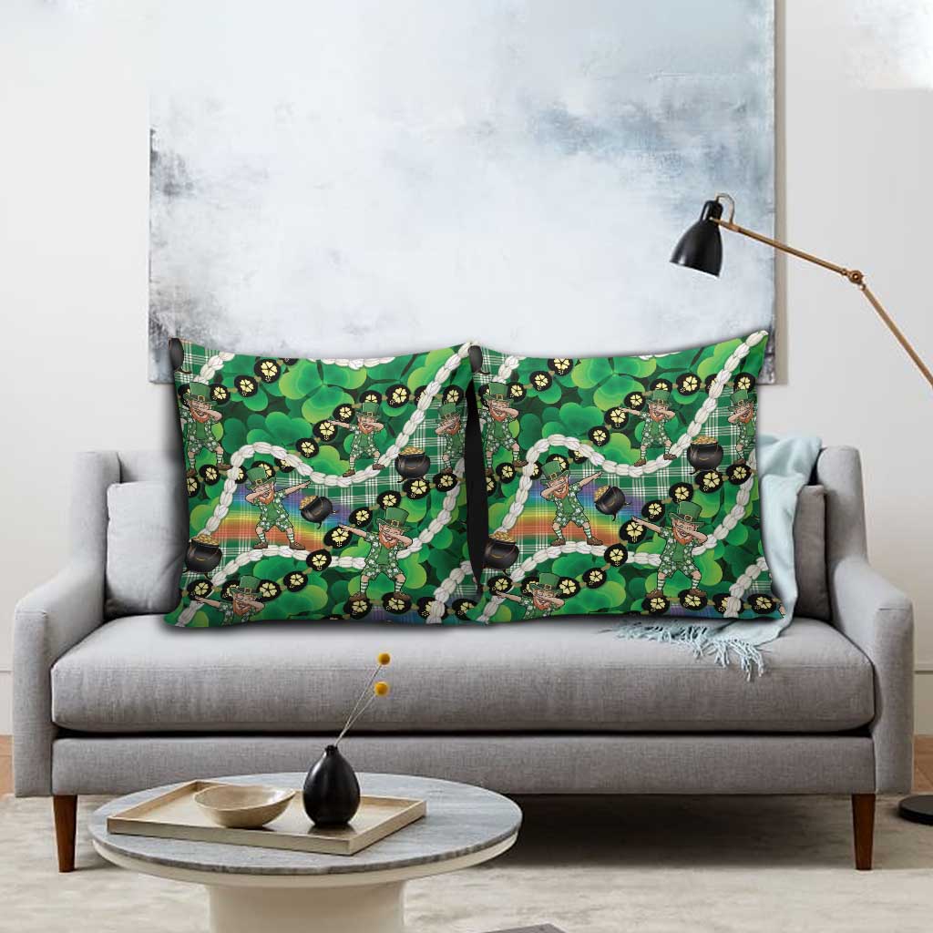 St Patrick's Day Palaka Hawaii Pillow Cover Kukui Nut Pikake Lei Shamrock Dabbing Leprechaun