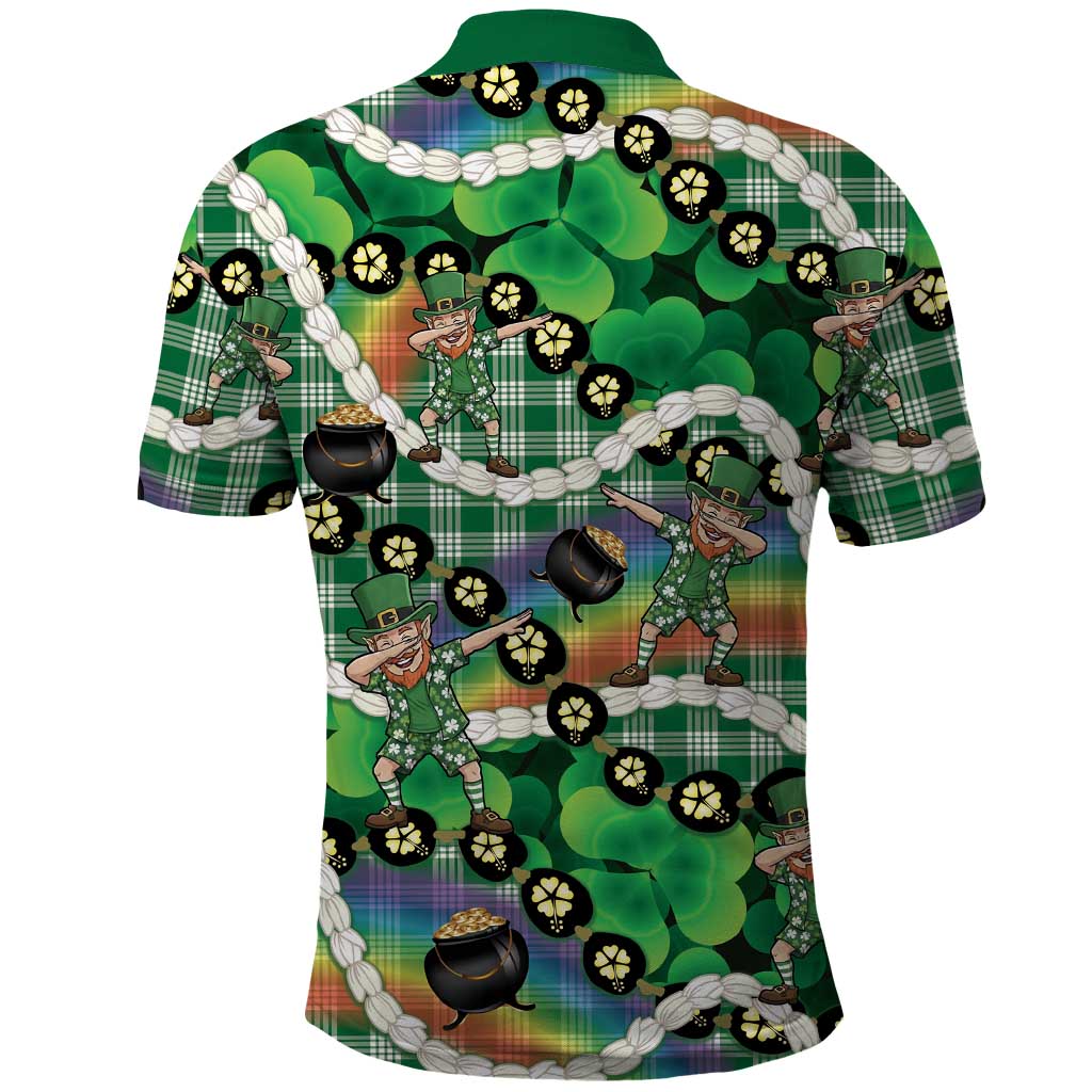 St Patrick's Day Palaka Hawaii Polo Shirt Kukui Nut Pikake Lei Shamrock Dabbing Leprechaun LT14 - Polynesian Pride