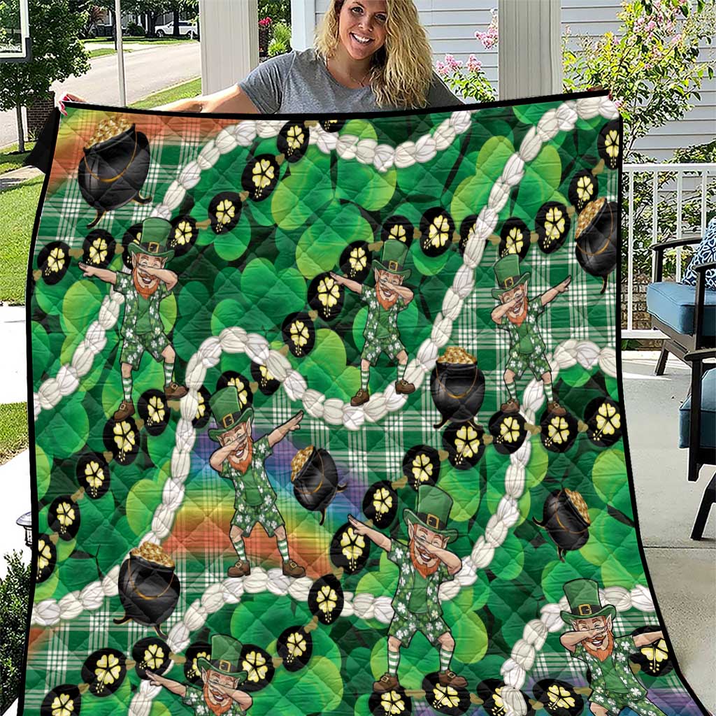 St Patrick's Day Palaka Hawaii Quilt Kukui Nut Pikake Lei Shamrock Dabbing Leprechaun