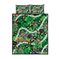 St Patrick's Day Palaka Hawaii Quilt Bed Set Kukui Nut Pikake Lei Shamrock Dabbing Leprechaun
