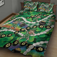 St Patrick's Day Palaka Hawaii Quilt Bed Set Kukui Nut Pikake Lei Shamrock Dabbing Leprechaun