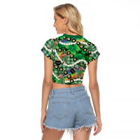 St Patrick's Day Palaka Hawaii Raglan Cropped T Shirt Kukui Nut Pikake Lei Shamrock Dabbing Leprechaun LT14 - Polynesian Pride