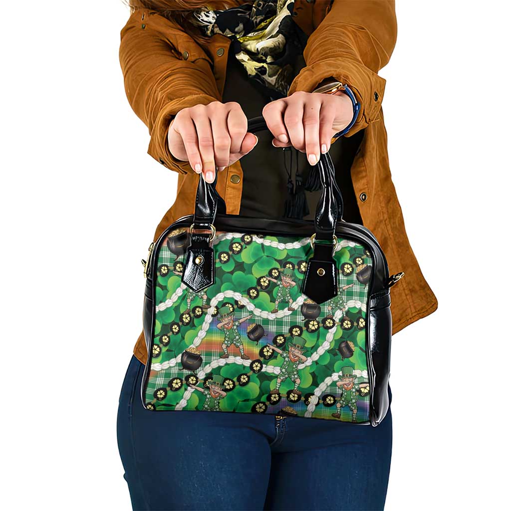 St Patrick's Day Palaka Hawaii Shoulder Handbag Kukui Nut Pikake Lei Shamrock Dabbing Leprechaun LT14 One Size Green - Polynesian Pride