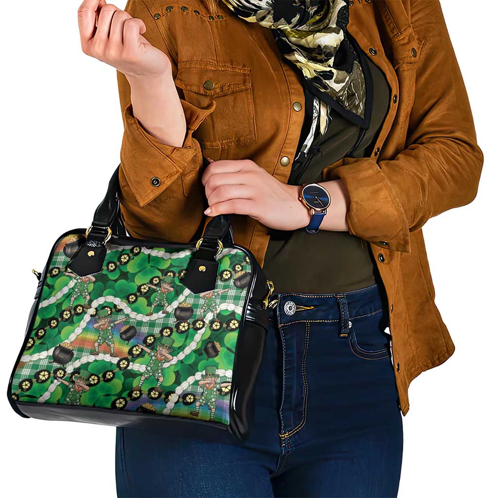 St Patrick's Day Palaka Hawaii Shoulder Handbag Kukui Nut Pikake Lei Shamrock Dabbing Leprechaun LT14 - Polynesian Pride