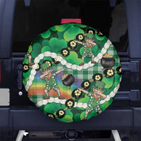 St Patrick's Day Palaka Hawaii Spare Tire Cover Kukui Nut Pikake Lei Shamrock Dabbing Leprechaun
