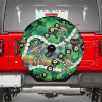 St Patrick's Day Palaka Hawaii Spare Tire Cover Kukui Nut Pikake Lei Shamrock Dabbing Leprechaun