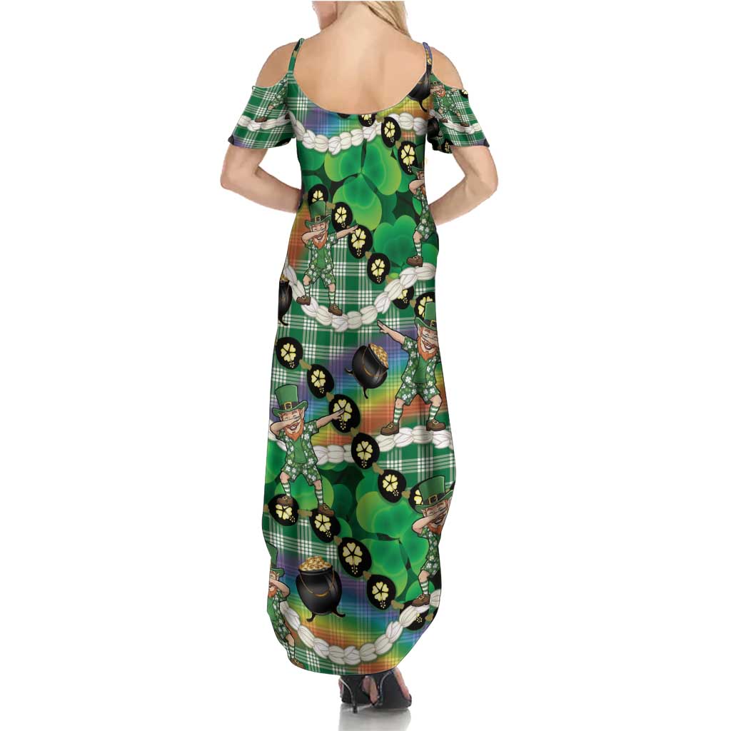 St Patrick's Day Palaka Hawaii Summer Maxi Dress Kukui Nut Pikake Lei Shamrock Dabbing Leprechaun LT14 - Polynesian Pride