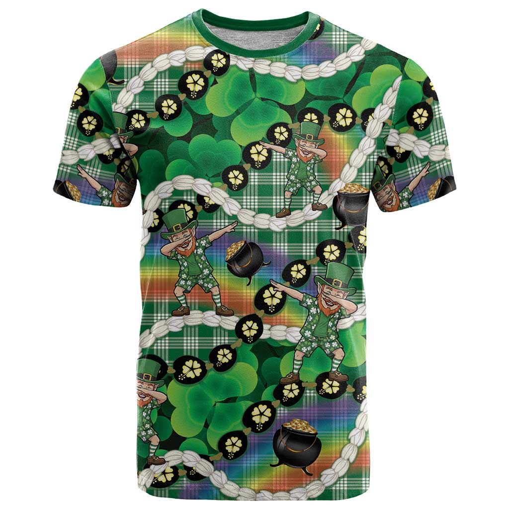 St Patrick's Day Palaka Hawaii T Shirt Kukui Nut Pikake Lei Shamrock Dabbing Leprechaun LT14 Green - Polynesian Pride