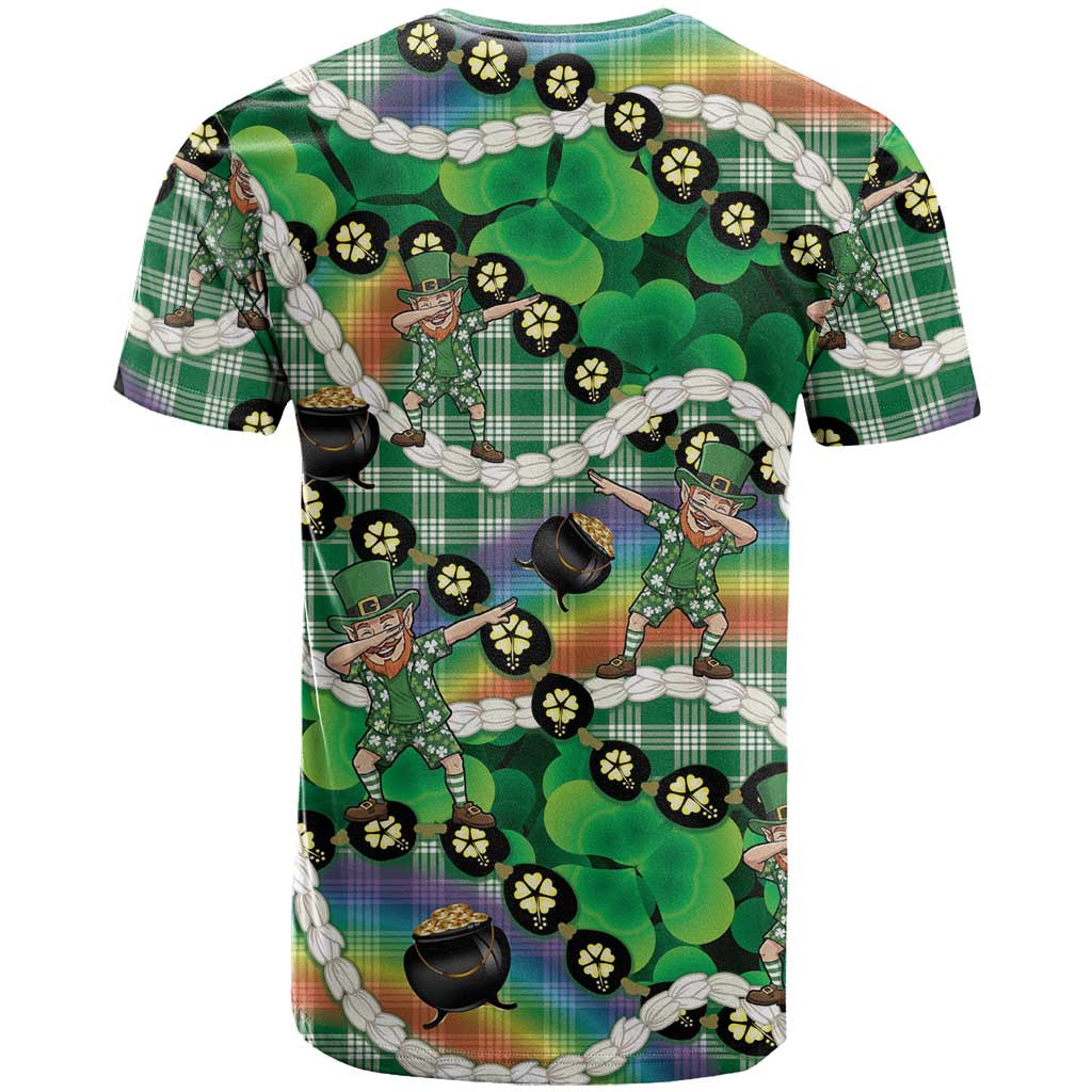 St Patrick's Day Palaka Hawaii T Shirt Kukui Nut Pikake Lei Shamrock Dabbing Leprechaun LT14 - Polynesian Pride