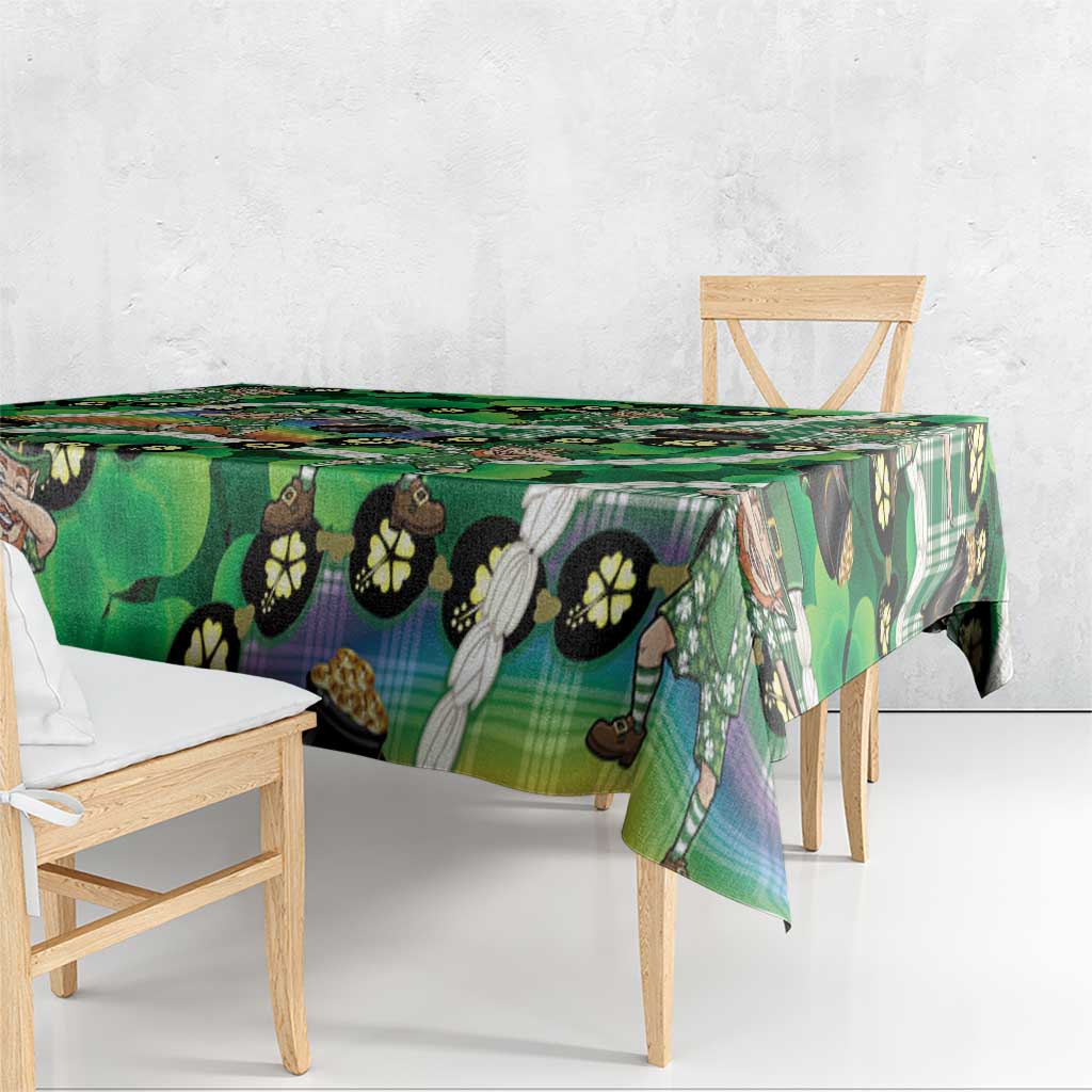 St Patrick's Day Palaka Hawaii Tablecloth Kukui Nut Pikake Lei Shamrock Dabbing Leprechaun LT14 - Polynesian Pride