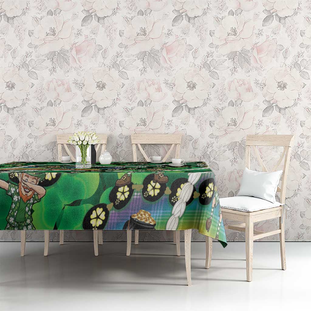 St Patrick's Day Palaka Hawaii Tablecloth Kukui Nut Pikake Lei Shamrock Dabbing Leprechaun LT14 - Polynesian Pride