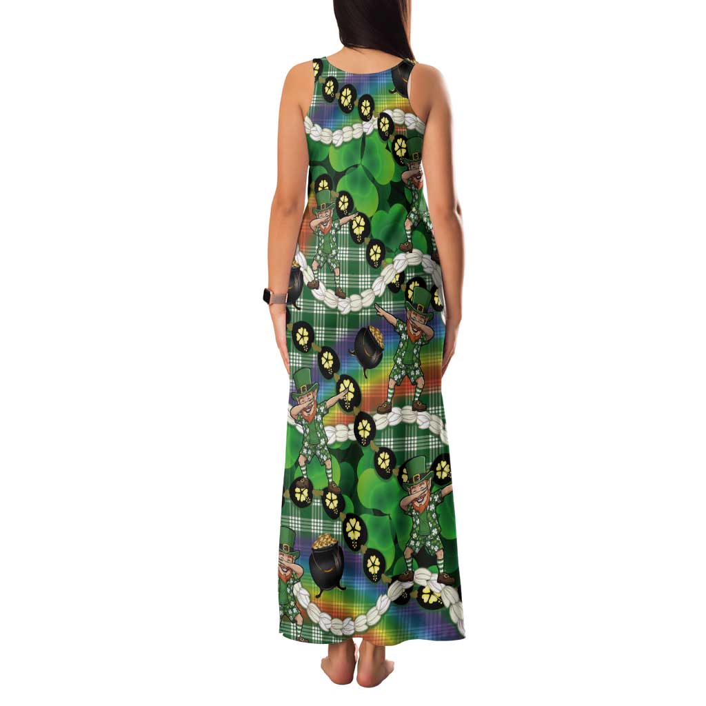 St Patrick's Day Palaka Hawaii Tank Maxi Dress Kukui Nut Pikake Lei Shamrock Dabbing Leprechaun LT14 - Polynesian Pride