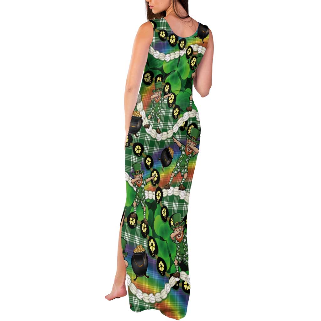 St Patrick's Day Palaka Hawaii Tank Maxi Dress Kukui Nut Pikake Lei Shamrock Dabbing Leprechaun LT14 - Polynesian Pride