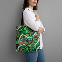 St Patrick's Day Palaka Hawaii Tote Bag Kukui Nut Pikake Lei Shamrock Dabbing Leprechaun LT14 - Polynesian Pride