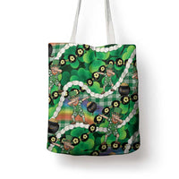 St Patrick's Day Palaka Hawaii Tote Bag Kukui Nut Pikake Lei Shamrock Dabbing Leprechaun LT14 - Polynesian Pride
