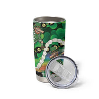 St Patrick's Day Palaka Hawaii Tumbler Cup Kukui Nut Pikake Lei Shamrock Dabbing Leprechaun LT14 - Polynesian Pride