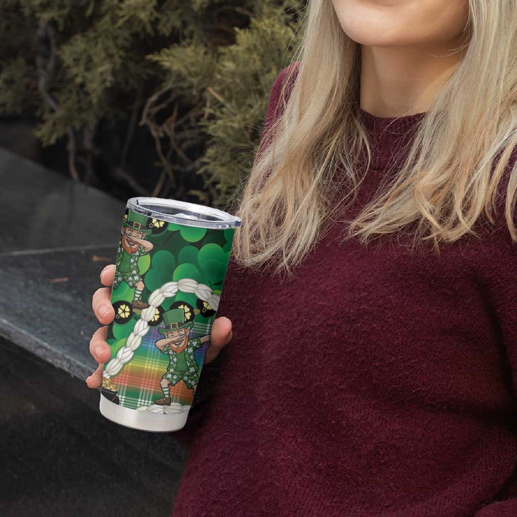 St Patrick's Day Palaka Hawaii Tumbler Cup Kukui Nut Pikake Lei Shamrock Dabbing Leprechaun LT14 - Polynesian Pride