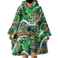 St Patrick's Day Palaka Hawaii Wearable Blanket Hoodie Kukui Nut Pikake Lei Shamrock Dabbing Leprechaun LT14 - Polynesian Pride