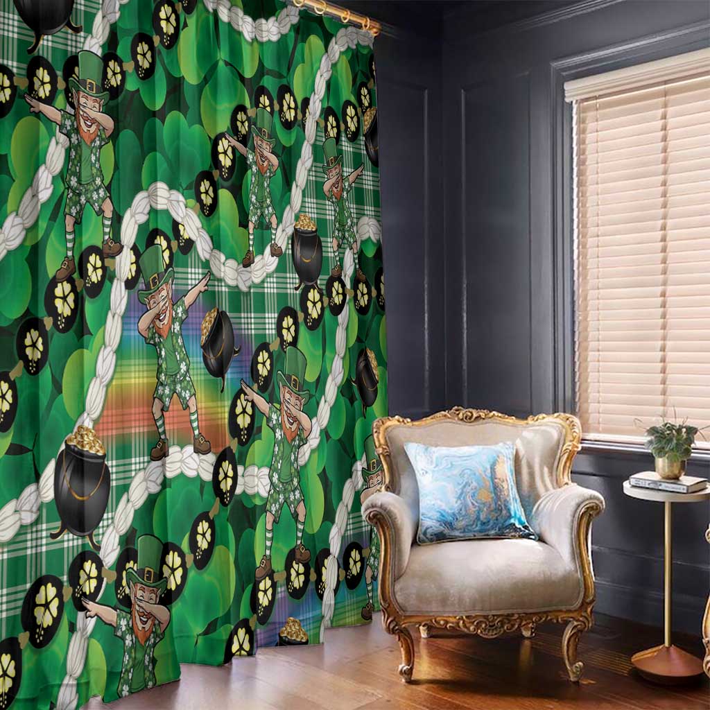 St Patrick's Day Palaka Hawaii Window Curtain Kukui Nut Pikake Lei Shamrock Dabbing Leprechaun LT14 - Polynesian Pride