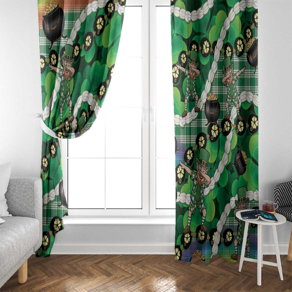St Patrick's Day Palaka Hawaii Window Curtain Kukui Nut Pikake Lei Shamrock Dabbing Leprechaun LT14 - Polynesian Pride