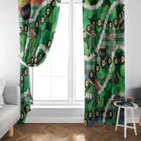 St Patrick's Day Palaka Hawaii Window Curtain Kukui Nut Pikake Lei Shamrock Dabbing Leprechaun LT14 - Polynesian Pride