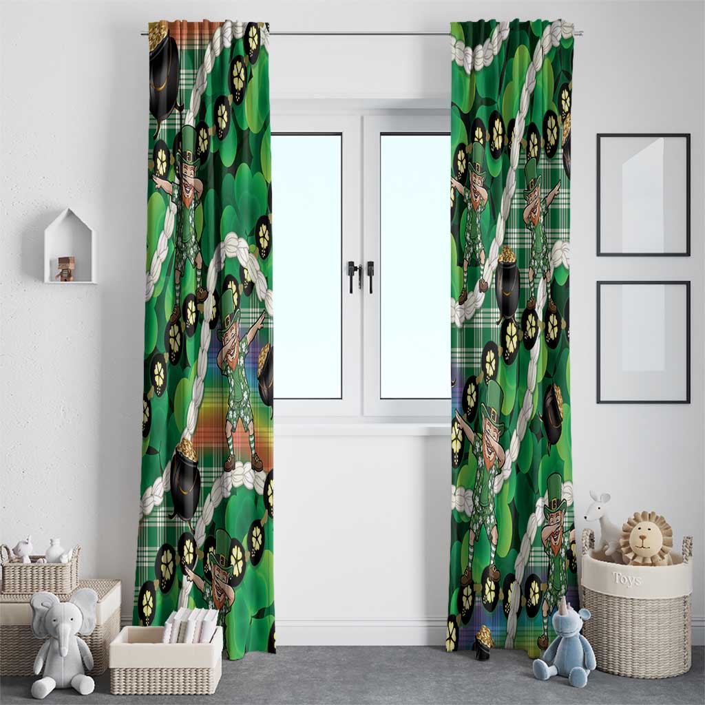 St Patrick's Day Palaka Hawaii Window Curtain Kukui Nut Pikake Lei Shamrock Dabbing Leprechaun LT14 - Polynesian Pride
